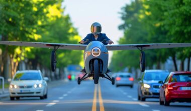 Illustration de la Volonaut Airbike, première moto volante sans ailes ni hélice.