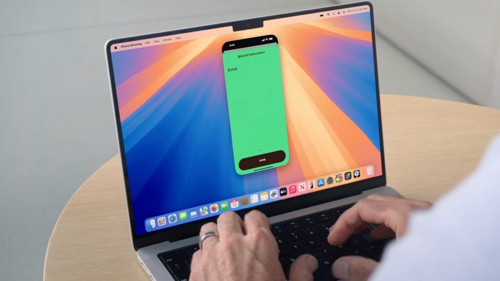 La fonction iPhone Mirroring de macOS Sequoia // Source : Capture d'écran Numerama