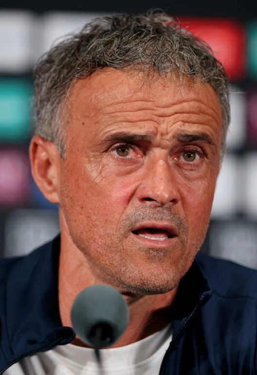 L'entraîneur du PSG Luis Enrique s'adresse aux médias lors d'une conférence de presse à East Rutherford, dans le New Jersey, le 11 juillet 2025 ( GETTY IMAGES NORTH AMERICA / ALEX GRIMM )