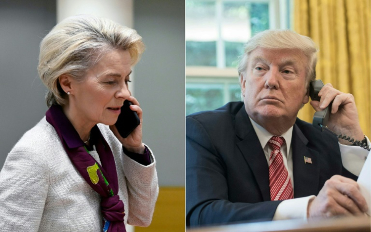 Image composée d'Ursula von der Leyen  à Bruxelles en mai 2023 et de Donald Trump à Washington en juin 2017 ( AFP / JOHN THYS )
