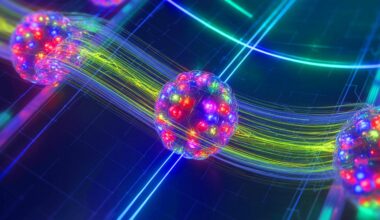 Illustration de l'intrication quantique des photons dans des systèmes nanométriques. Image réalisée par IA.