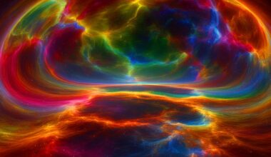 Illustration de la vue haute définition du fond diffus cosmologique révélant l'Univers primordial. Image réalisée par IA.