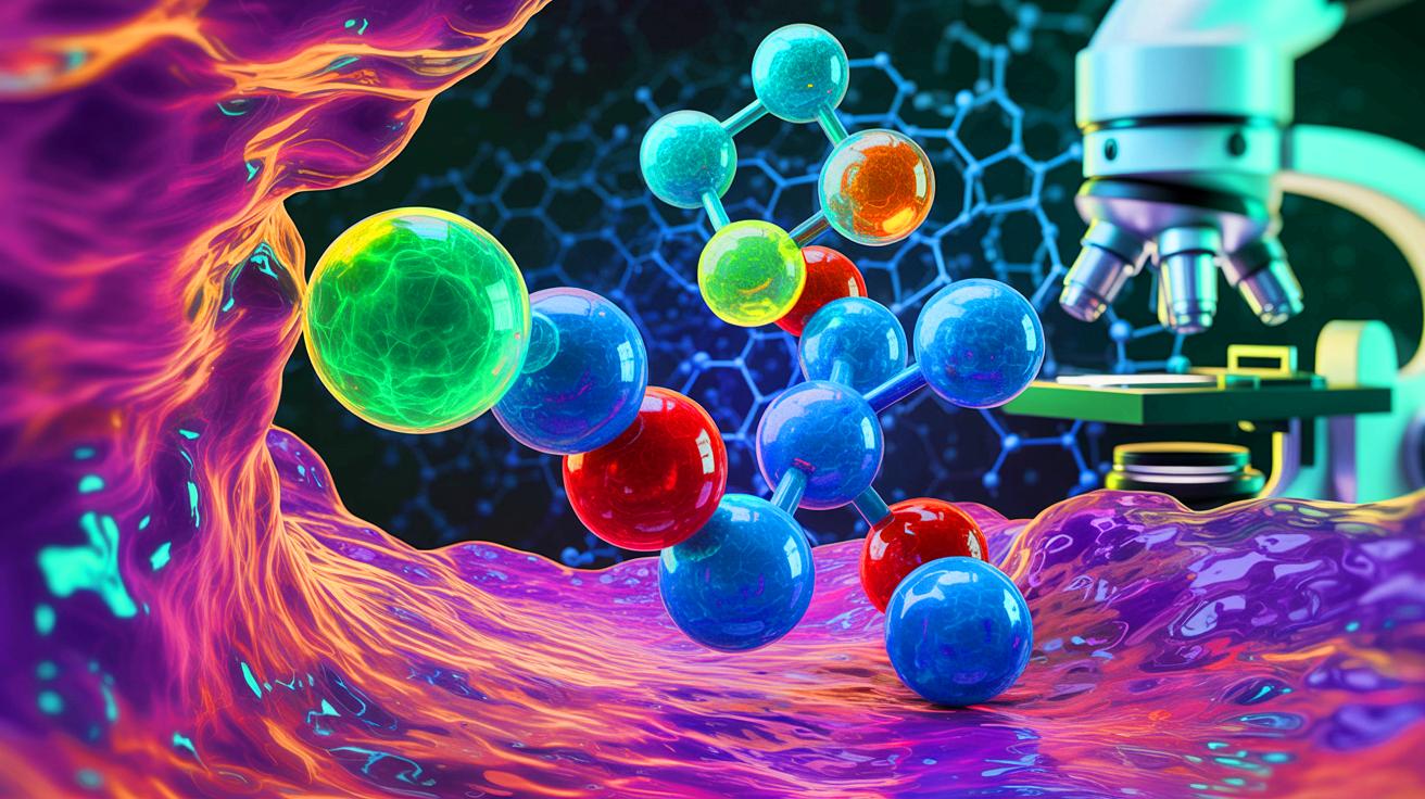 Illustration de l'interaction quantique entre protons et électrons dans les cellules biologiques. Image réalisée par IA.