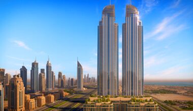 Illustration de la tour Downtown Residences à Dubaï, générée par intelligence artificielle.
