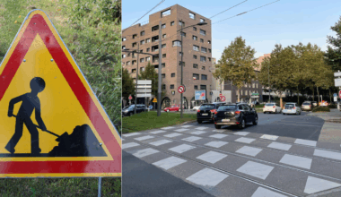 depuis hier et jusqu'à fin août, l'avenue du Rhin est en travaux !
