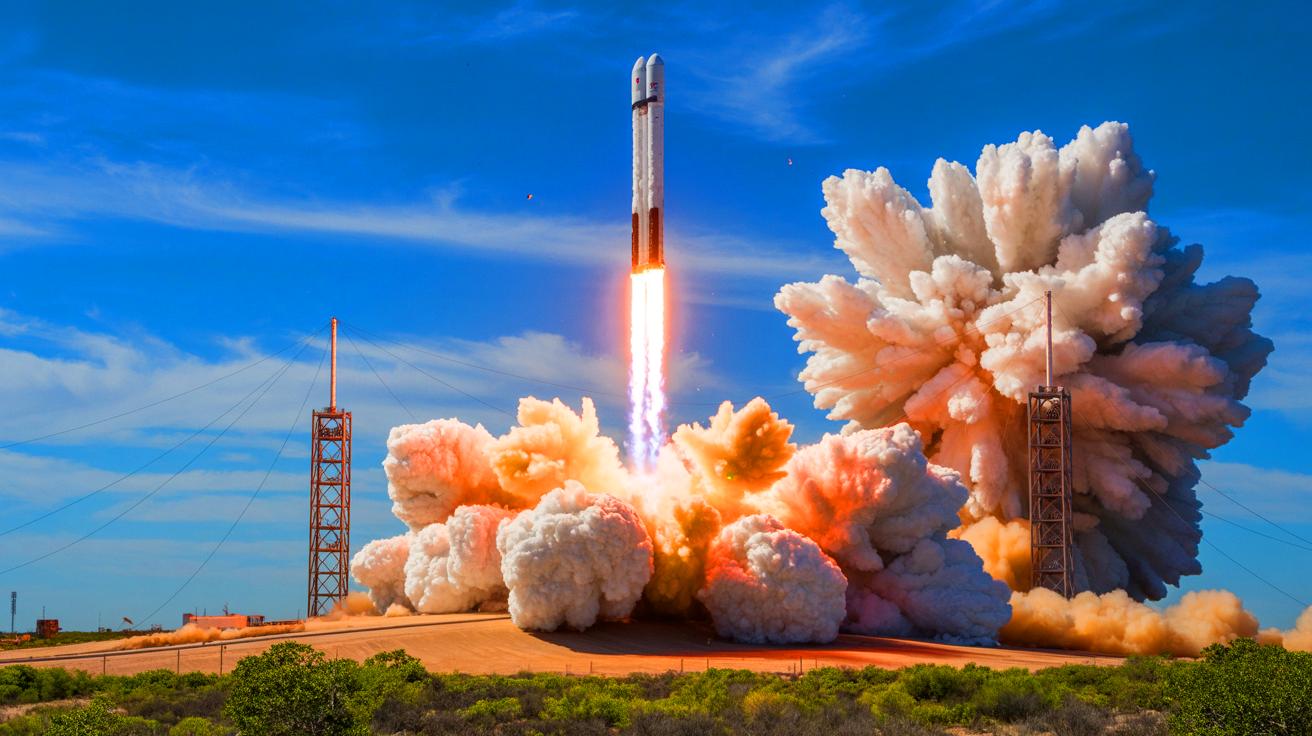 Illustration de l'explosion d'un prototype de fusée Starship de SpaceX au Texas. Image réalisée par IA.