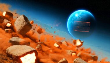 Illustration de l'essaim d'astéroïdes des Taurides lié à la comète Encke. Image réalisée par IA.