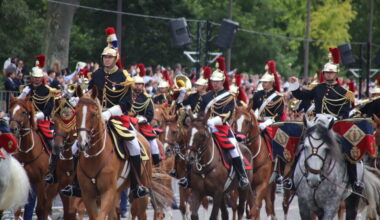 un cheval de la Garde républicaine chute en pleine parade