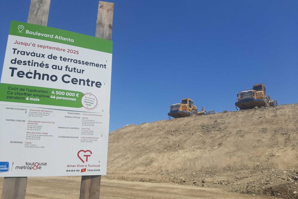 Chantier du technocentre lundi 30 juin 2025 au nord-est de Toulouse.
