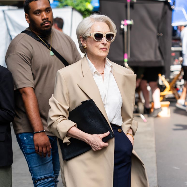 Meryl Streep à New York sur le tournage du film Le Diable s'habille en Prada 2