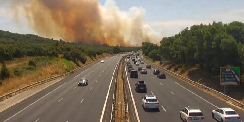 Incendie sur l'A9 : circulation totalement interrompue entre Montpellier et Sète