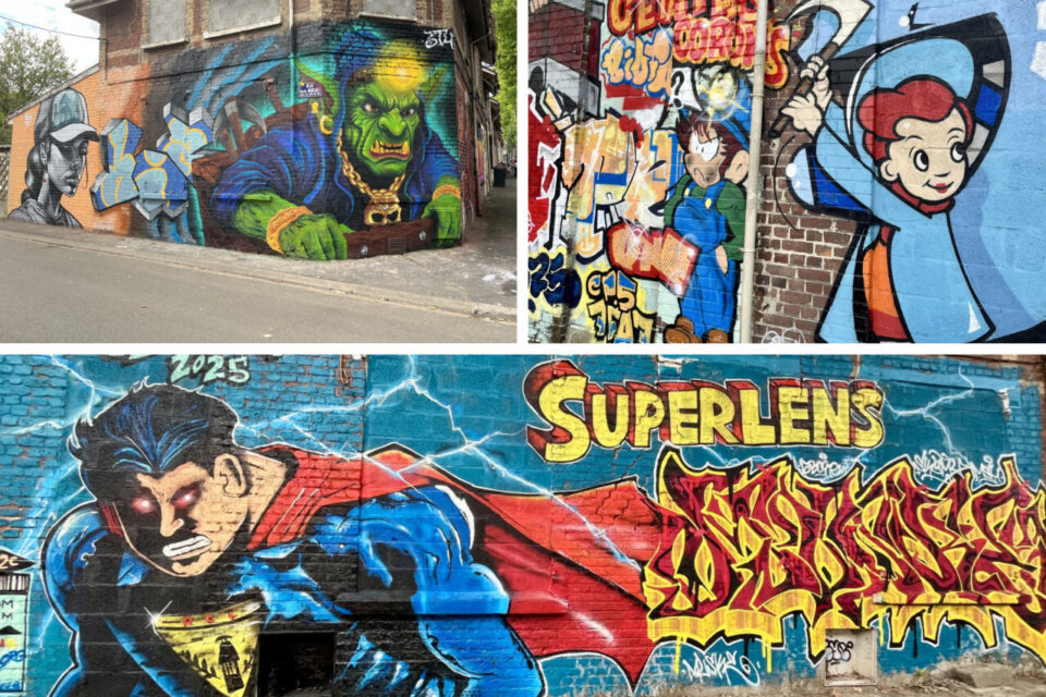 Des clins d'oeil à la pop-culture sont à découvrir dans la rue Notre-Dame-de-Lorette, notamment avec un Superman qui ne combat pas le crime à Metropolis mais bien à Lens !