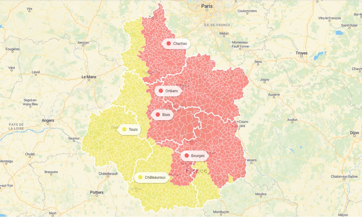 L’indice ATMO, qui mesure la qualité de l’air, est mauvais sur une bonne partie de la région Centre-Val de Loire.