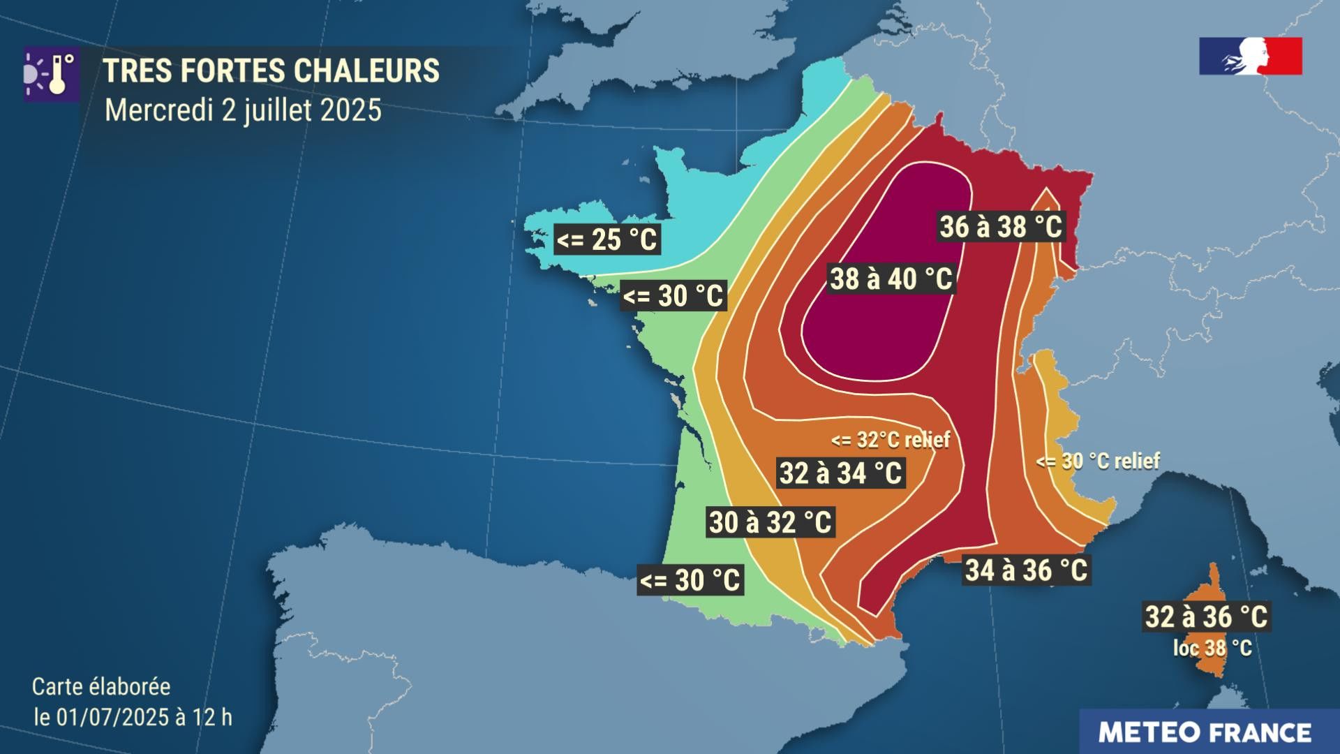 La vague de chaleur se décale vers l’Est.