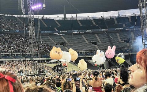 Les SKzoo, des peluches gonflables à l’éfigie des chanteurs, version poussin, lapin ou encore chat, se baladent dans la foule.