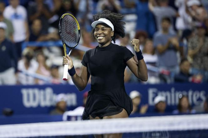 Venus Williams après sa victoire sur sa compatriote Peyton Stearns au tournoi WTA 500 de Washington, le 22 juillet 2025.