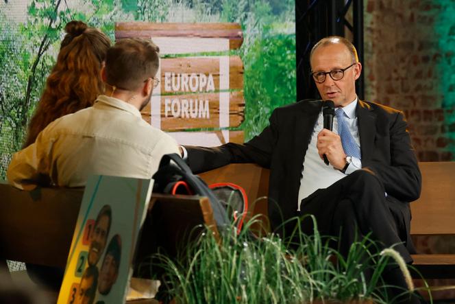 Le chancelier allemand, Friedrich Merz, sur la chaîne de télévision publique allemande WDR, le 26 mai 2025.