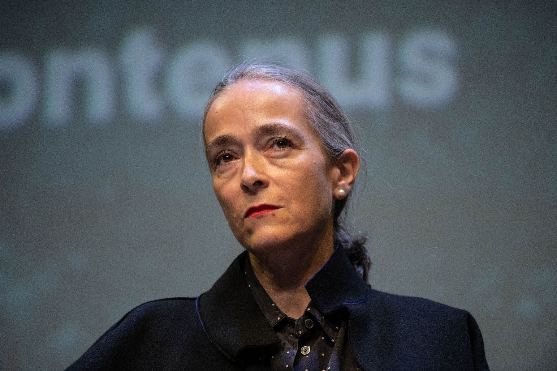 La présidente du groupe France Télévisions Delphine Ernotte assiste à une conférence à La Rochelle (Charente-Maritime), le 16 septembre 2022