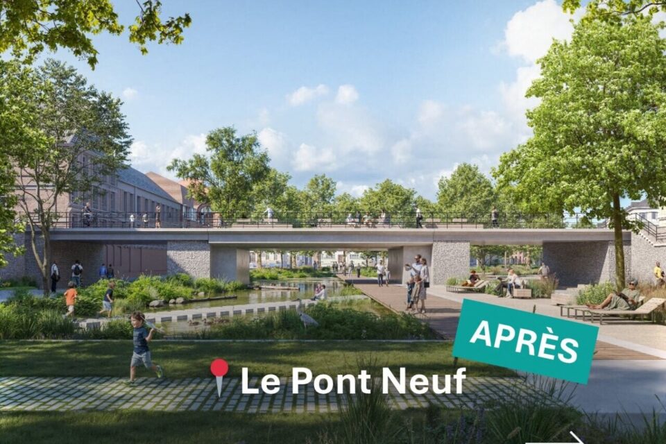 Réappropriation du pont Neuf par les piétons et cyclistes : la rampe d'accès actuellement empruntée par les voitures sera supprimée. Un point d'eau sera installé.