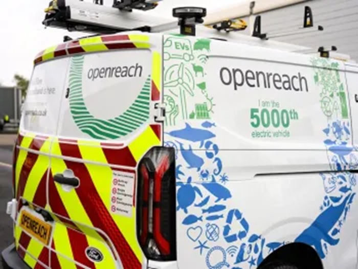 Openreach, premier opérateur de flotte au Royaume-Uni, atteint le cap des 5 000 fourgonnettes électriques