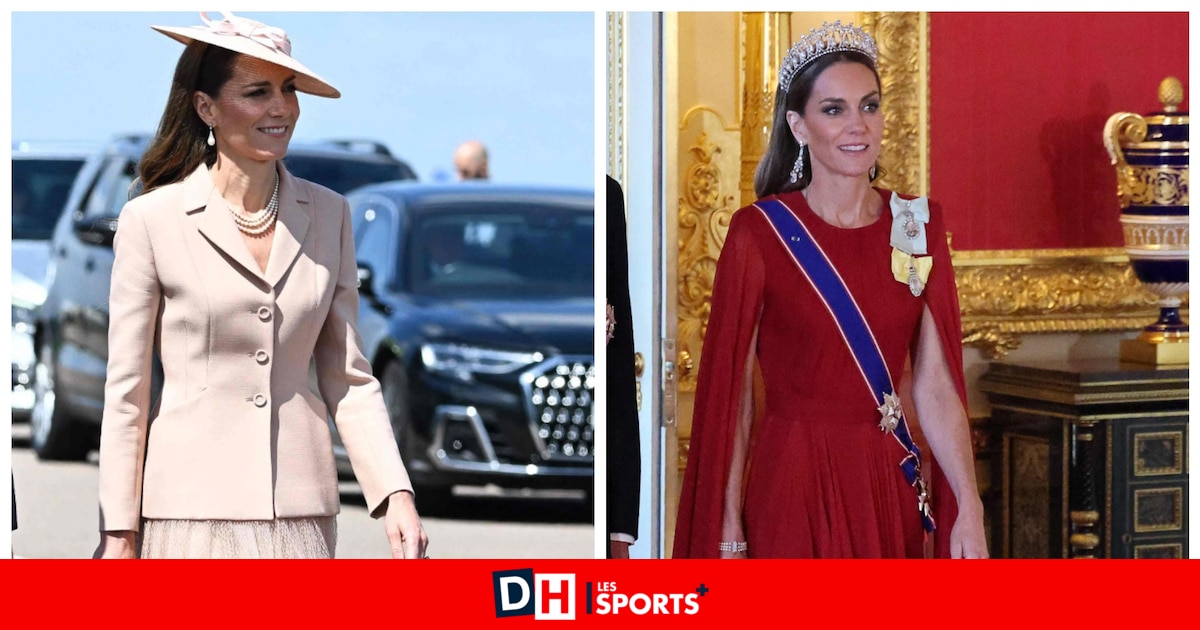 Chapeau d'Elizabeth II, boucles d'oreilles de Lady Di : la tenue de Kate Middleton fait sensation lors de l'accueil du président Macron à Windsor