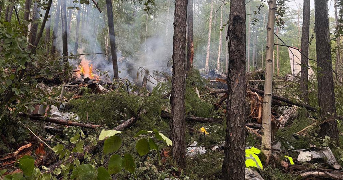 Cette photo diffusée par le bureau du procureur des transports de l'Extrême-Orient, le 24 juillet 2025, montre le site de l'accident d'un avion de ligne Antonov AN-24 dans la région de l'Amour.