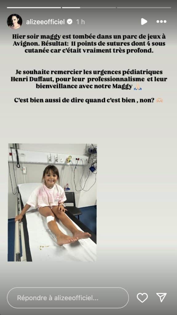 Alizée : sa fille Maggy, 4 ans, hospitalisée d'urgence après une violente chute dans un parc à jeux
