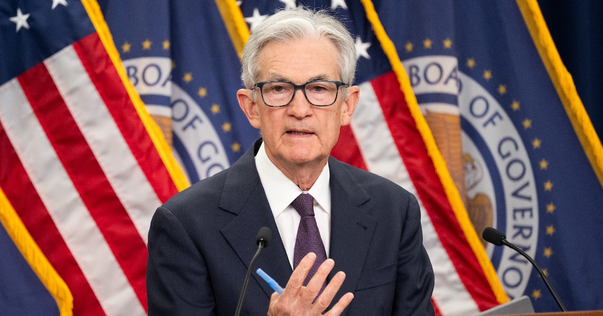 Le président de la Réserve fédérale américaine (Fed) Jerome Powell, lors d'une conférence de presse à Washington le 18 juin 2025