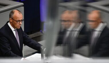 Le chancelier allemand Friedrich Merz s'exprime devant les députés du Bundestag, le 24 juin 2025 à Berlin
