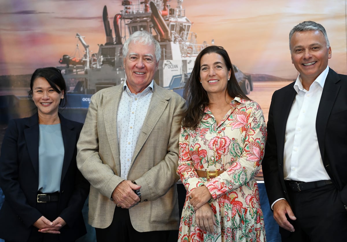 Présents lors de l'annonce de la nouvelle structure de l'actionnariat de Groupe Océan: Bicha Ngo, présidente-directrice générale d’Investissement Québec; Gordon Bain, fondateur et administrateur de Groupe Océan; Kim Thomassin, première vice-présidente et cheffe – Québec de La Caisse et Jacques Tanguay, président et chef de la direction du Groupe Océan.