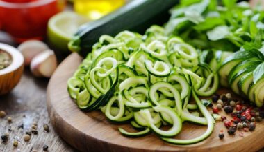 Image d'illustration. Spirales de courgette verte sur planche en bois