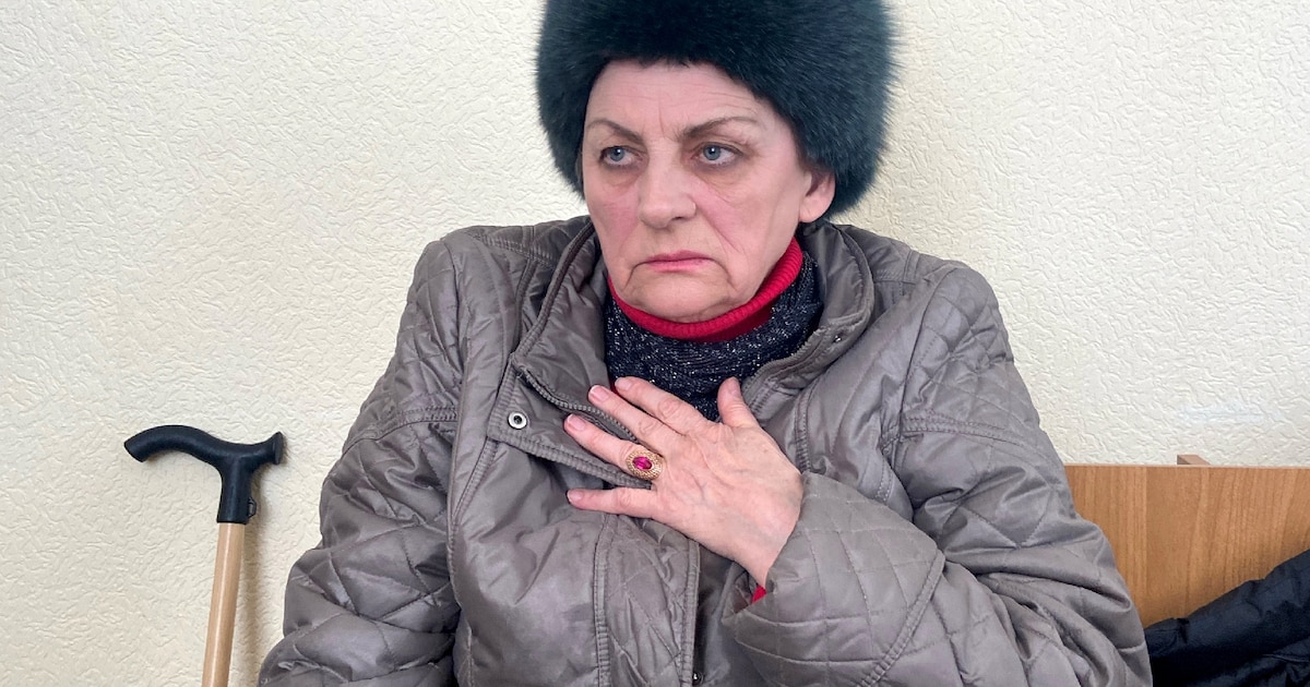 Photo diffusée le 3 juillet 2025 par une source connue de l'AFP montrant Evguénia Maïboroda dans le box des accusés, lors de sa condamnation au tribunal municipal de Chakhty, dans l'Oblast de Rostov, le 29 janvier 2024 en Russi