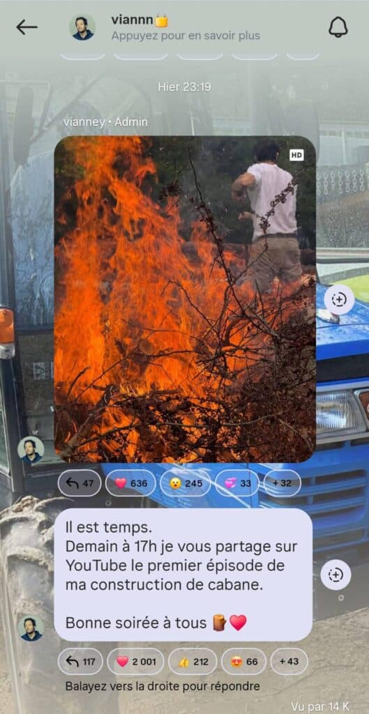 Vianney dans les flammes : le chanteur poste une photo impressionnante