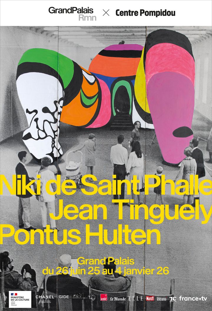 Affiche de l'exposition "Niki de Saint Phalle, Jean Tinguely, Pontus Hulten" au Grand Palais. (CENTRE POMPIDOU / GRAND PALAIS)