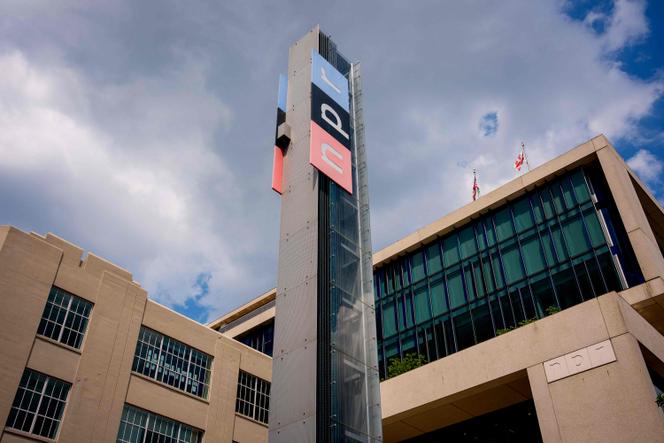 Vue extérieure du siège de la radio nationale publique américaine (NPR),  le 22 juillet 2025 à Washington, DC.