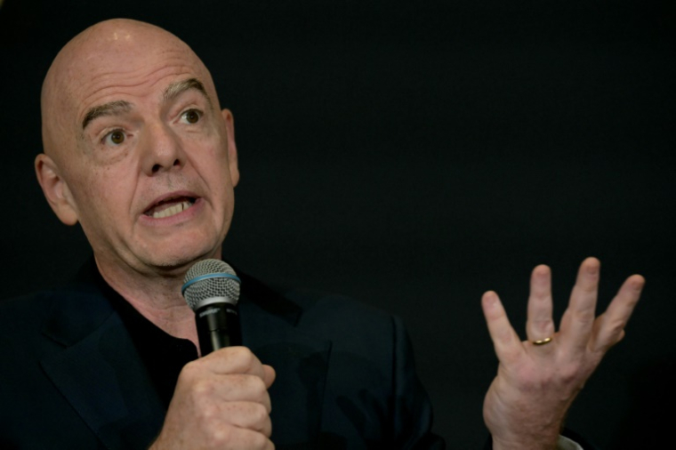 Le président de la Fédération internationale de football (Fifa), Gianni Infantino, s'exprime lors d'une conférence de presse à la Trump Tower à New York, le 12 juillet 2025 ( AFP / JUAN MABROMATA )