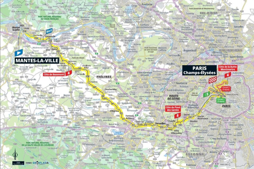 Profil étape Mantes-la-Ville Paris Tour de France 2025