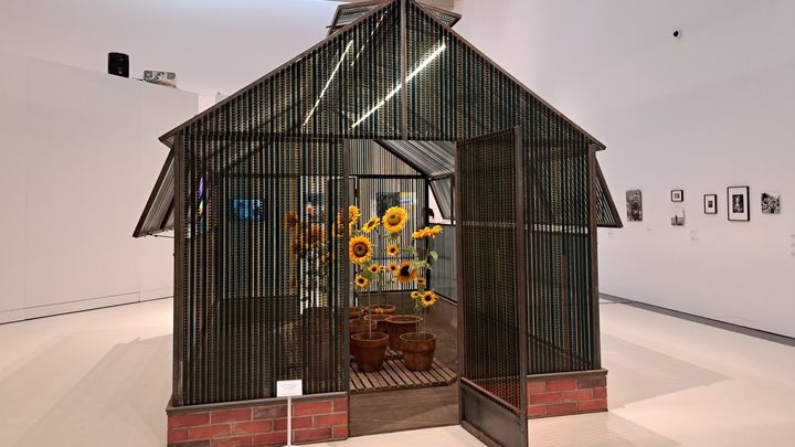 La "cabane du bonheur" d'Agnès Varda, exposée à Rodez. Juillet 2025 (ANNE CHEPEAU / FRANCEINFO / RADIO FRANCE)