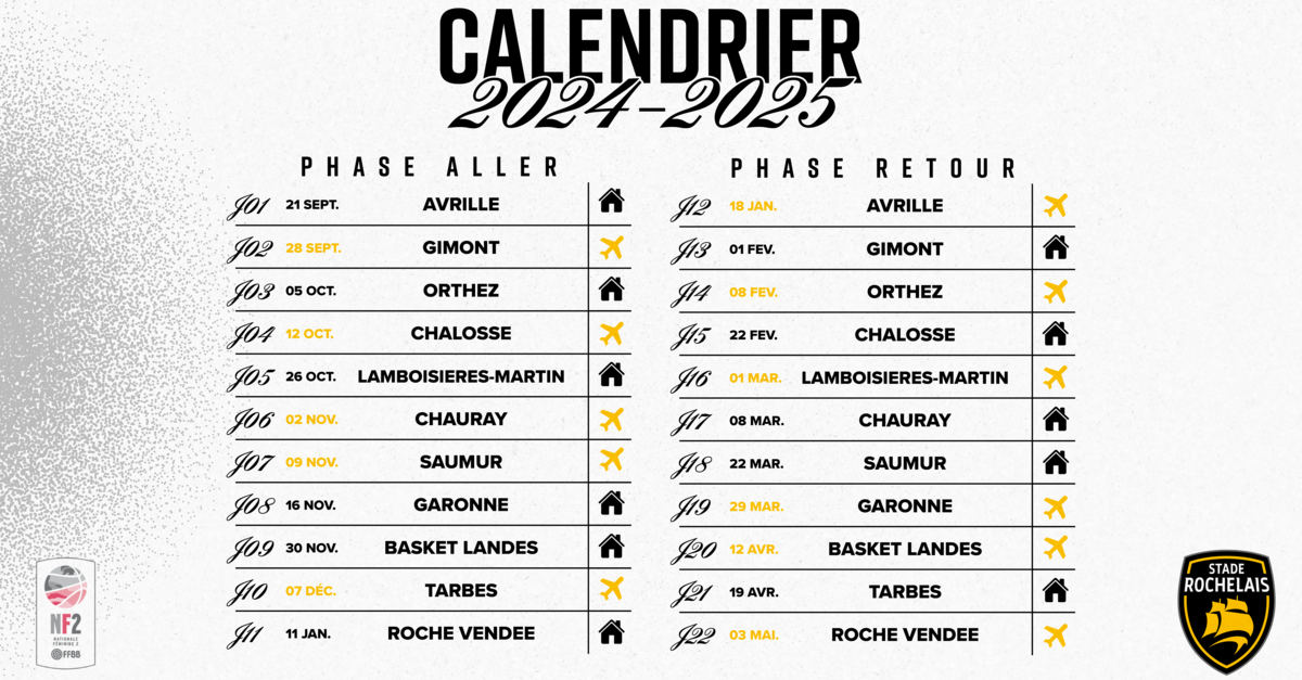 Le calendrier de la NF2 dévoilé !