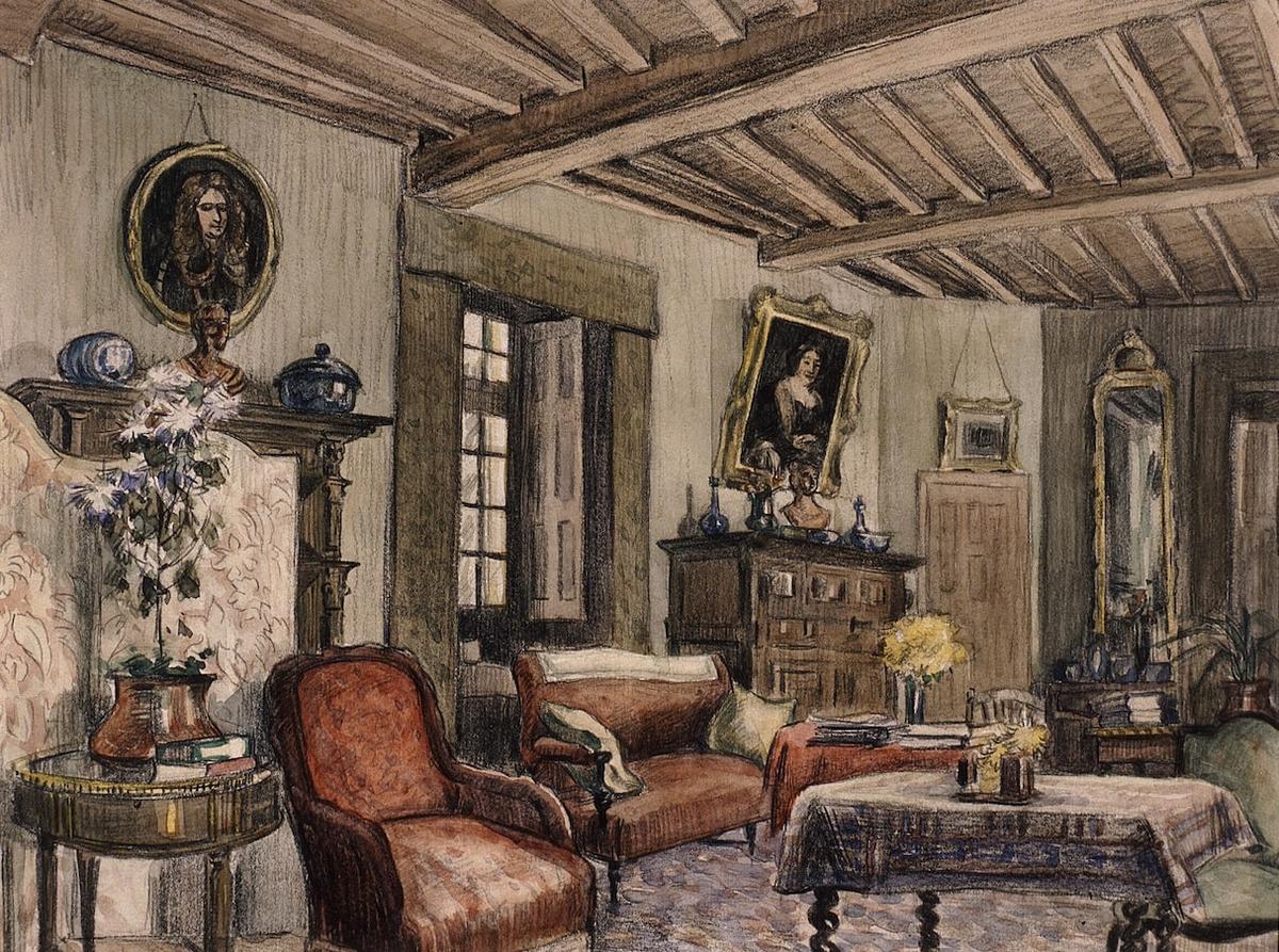 L’un des salons du château de Marzac dessiné par Foujita.