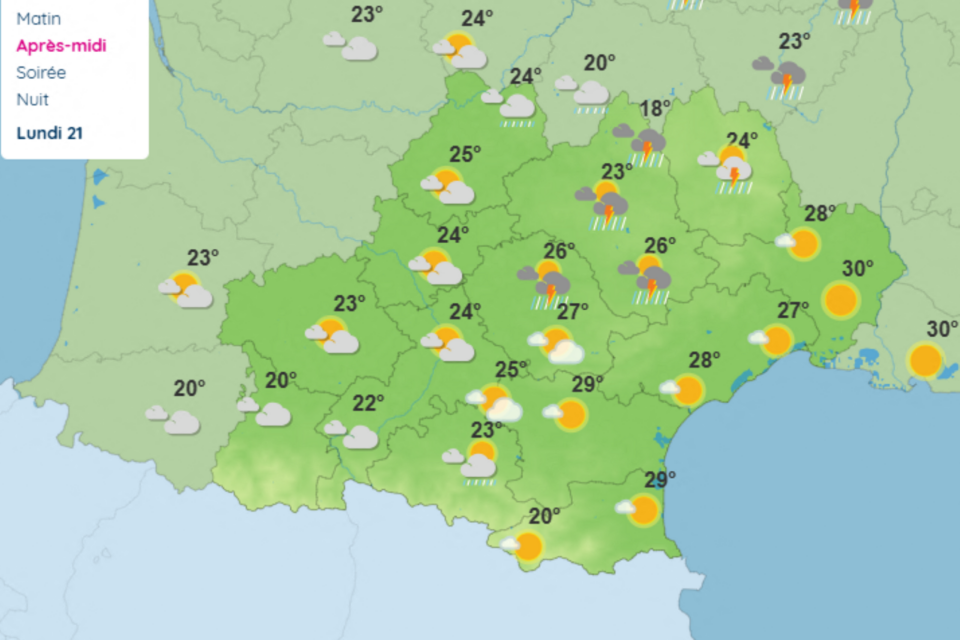 C'est dans le Tarn, l'Aveyron, et les Cévennes que les orages éclateront en premier, dès l'après-midi de dimanche. 