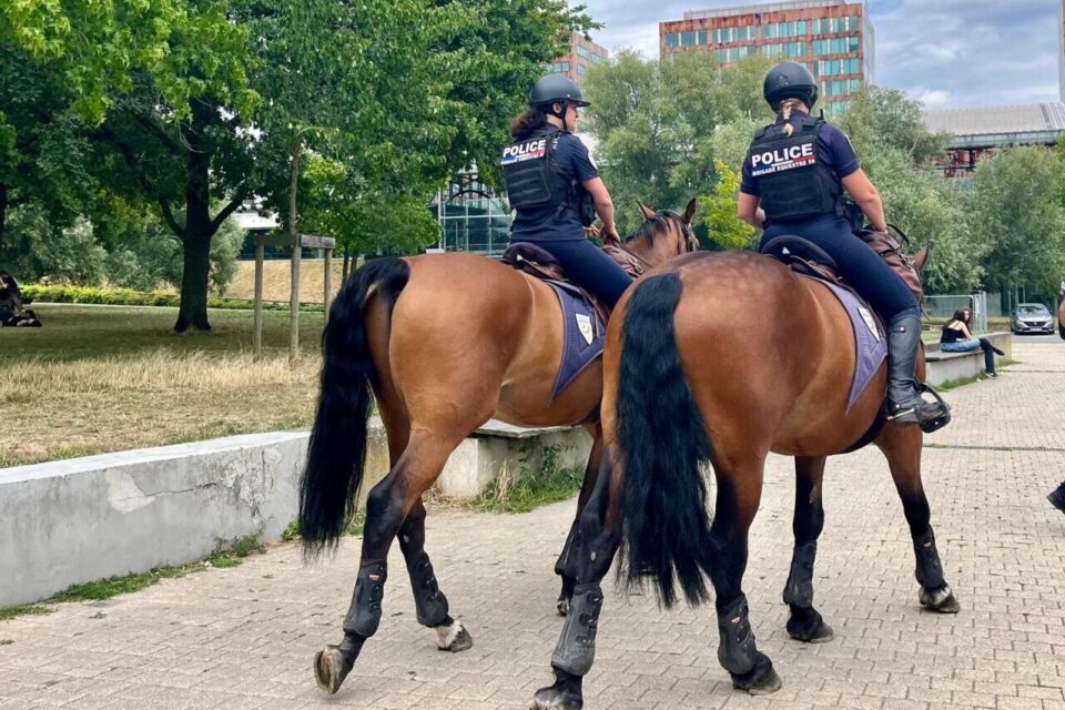 Une brigade équestre est envoyée en renfort des effectifs à pied, ici ce jeudi 17 juillet à Lille.