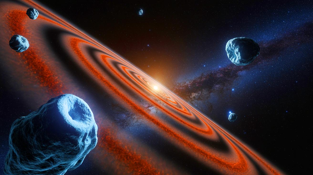 Illustration de la structure en spirale du nuage d'Oort, générée par intelligence artificielle.
