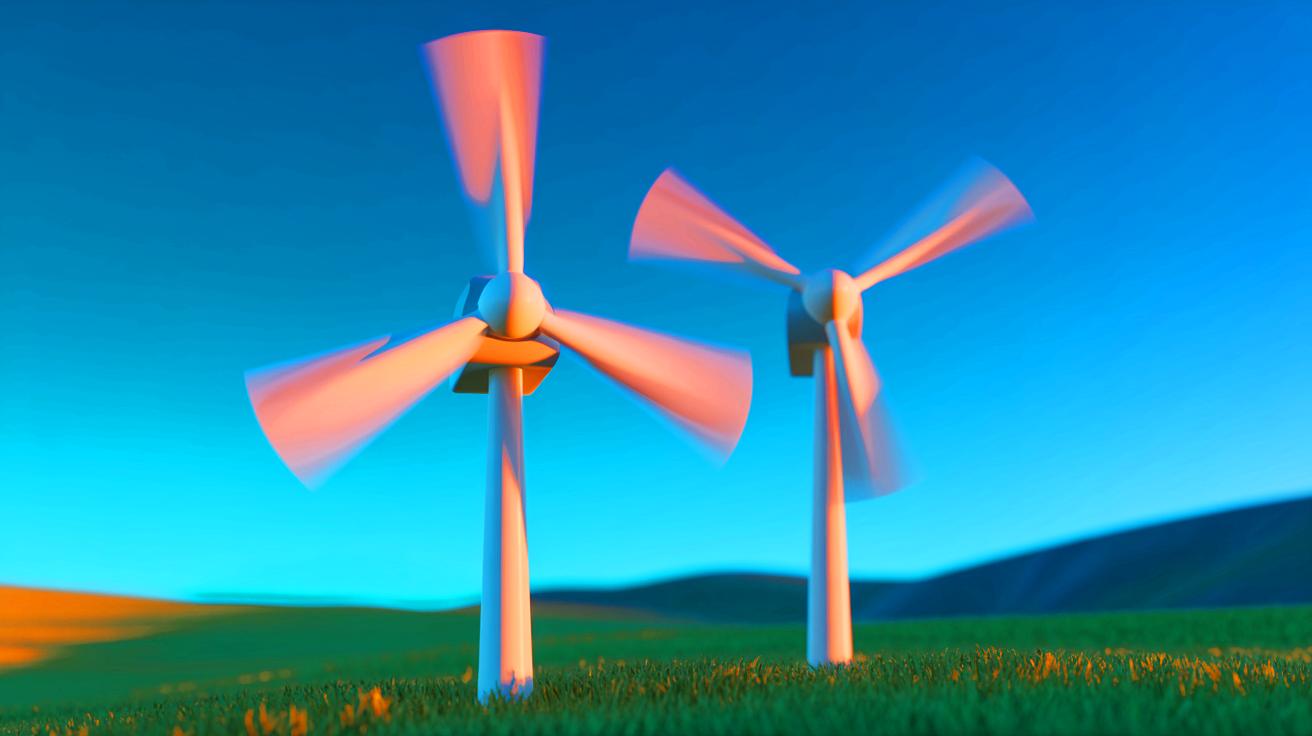 Illustration de deux micro turbines contre-rotatives améliorant l'efficacité énergétique, créée par intelligence artificielle.