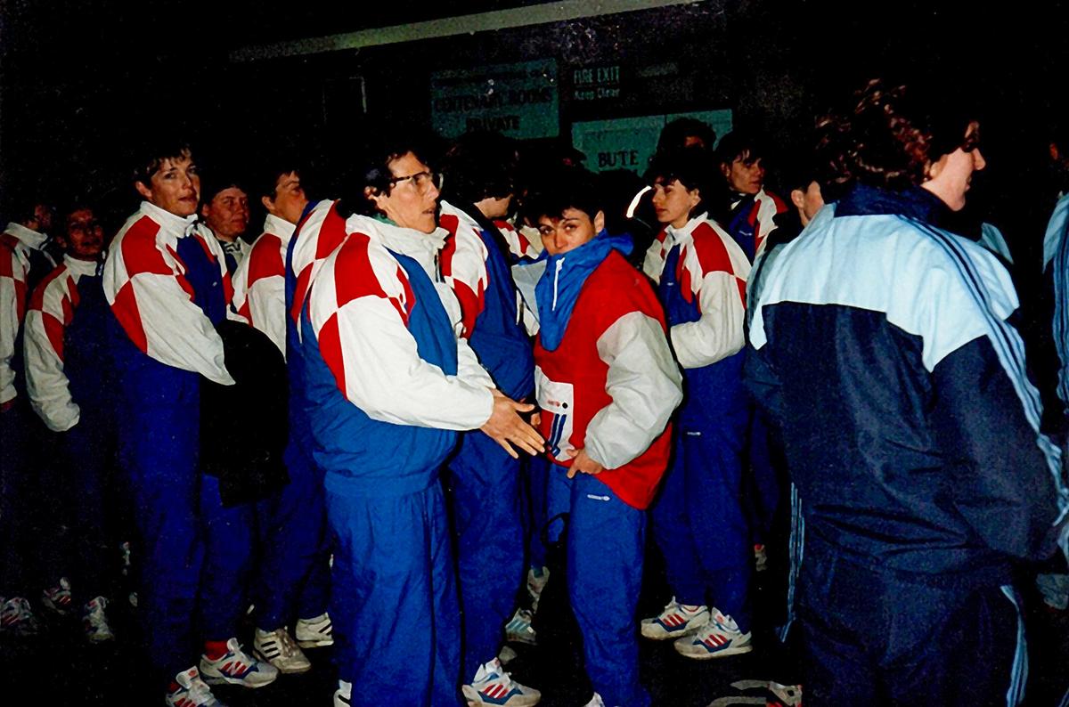 L’équipe de France féminine de rugby à la première Coupe du monde, en 1991 à Cardiff.