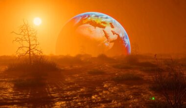 Illustration de la disparition progressive de l'oxygène sur Terre, générée par intelligence artificielle.