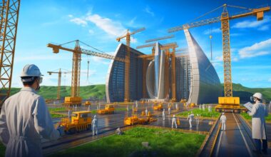 Illustration de la construction d'un immense centre de fusion nucléaire en Chine, générée par intelligence artificielle.