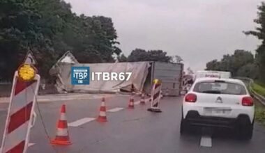 un camion couché sur les voies près de Strasbourg, une bretelle de la M35 fermée