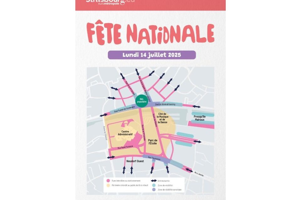 En raison de la tenue du feu d'artifice lundi 14 juillet, la circulation sera perturbée dans les rues de Strasbourg.