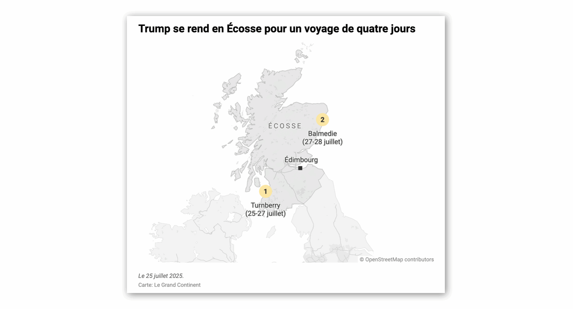 Trump s'arrête à passer quatre jours en Écosse à jouer au golf